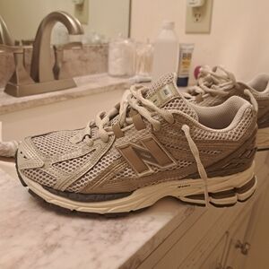 New Balance Beige and Cream Athletic Sneakers